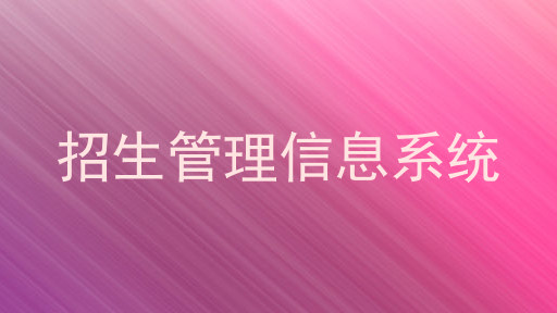 招生管理信息系统