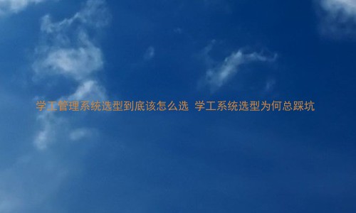 学工管理系统选型到底该怎么选 学工系统选型为何总踩坑