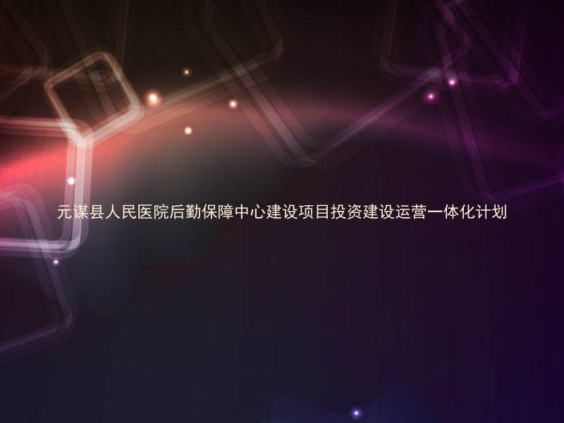 元谋县人民医院后勤保障中心建设项目投资建设运营一体化计划