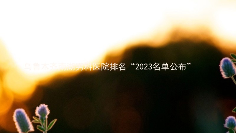 乌鲁木齐南湖男科医院排名“2023名单公布”